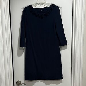 Talbots Navy Ruffle Neck Dress